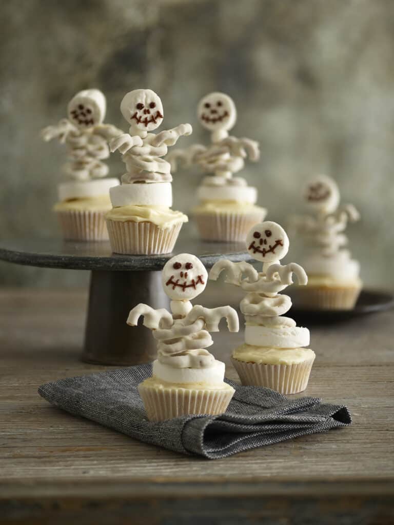 Halloween Party Food For Kids - Skeleton Cupcakes